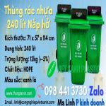 Thùng rác lớn nắp hở 240 lít, thùng rác nắp hở 240 lít, thùng rác hiệp thành, thùng rác việt xanh..